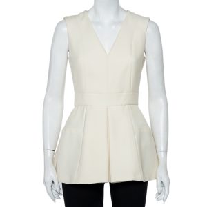 Alexander McQueen Cream Wool & Silk Sleeveless Peplum Top S, Shirts & Tops - Luxury Closet catalog