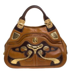 Alexander McQueen Paisley Leather and Snakeskin Hinge Turn Lock Satchel, Satchels - Luxury Closet catalog