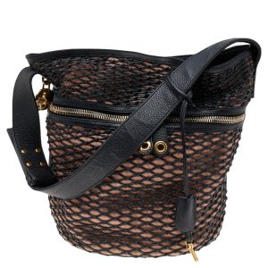 Alexander McQueen Black/Peach Woven Detail Leather Skull Bucket Bag, Handbags - Luxury Closet catalog