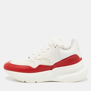 Alexander McQueen White/Red Leather And Mesh Oversized Runner Low Top Sneakers Size 38, Athletic Shoes & Sneakers - Luxury Closet catalog
