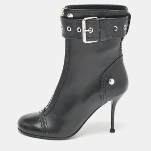 Alexander McQueen Black Buckled Leather Ankle Boots Size 38, Boots - Luxury Closet catalog