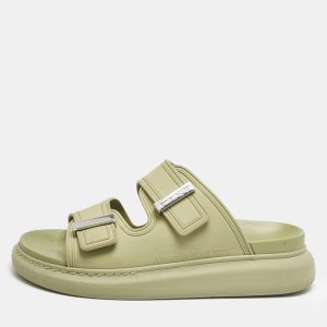 Alexander McQueen Green Rubber Logo Embossed Slide Sandals Size 40, Sandals - Luxury Closet catalog