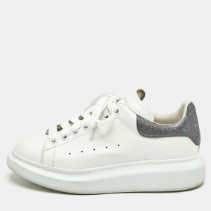 Alexander McQueen White Leather and Glitter Oversized Low Top Sneakers Size 39.5, Athletic Shoes & Sneakers - Luxury Closet catalog