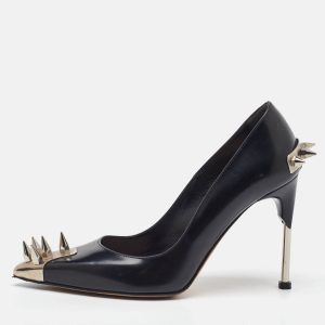 Alexander McQueen Black Leather Spike Pointed Toe Pumps Size 36, Pumps - Luxury Closet catalog