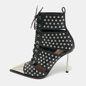 Alexander McQueen Black Cutout Leather Ankle Length Boots Size 39, Boots - Luxury Closet catalog
