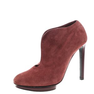 Alexander McQueen Red Suede Ankle Boots Size 37.5, Boots - Luxury Closet catalog