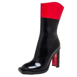 Alexander McQueen Red/Black Patent Leather Calf Length Boots Size 38.5, Boots - Luxury Closet catalog