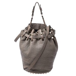 Alexander Wang Taupe Textured Leather Diego Bucket Bag, Handbags - Luxury Closet catalog