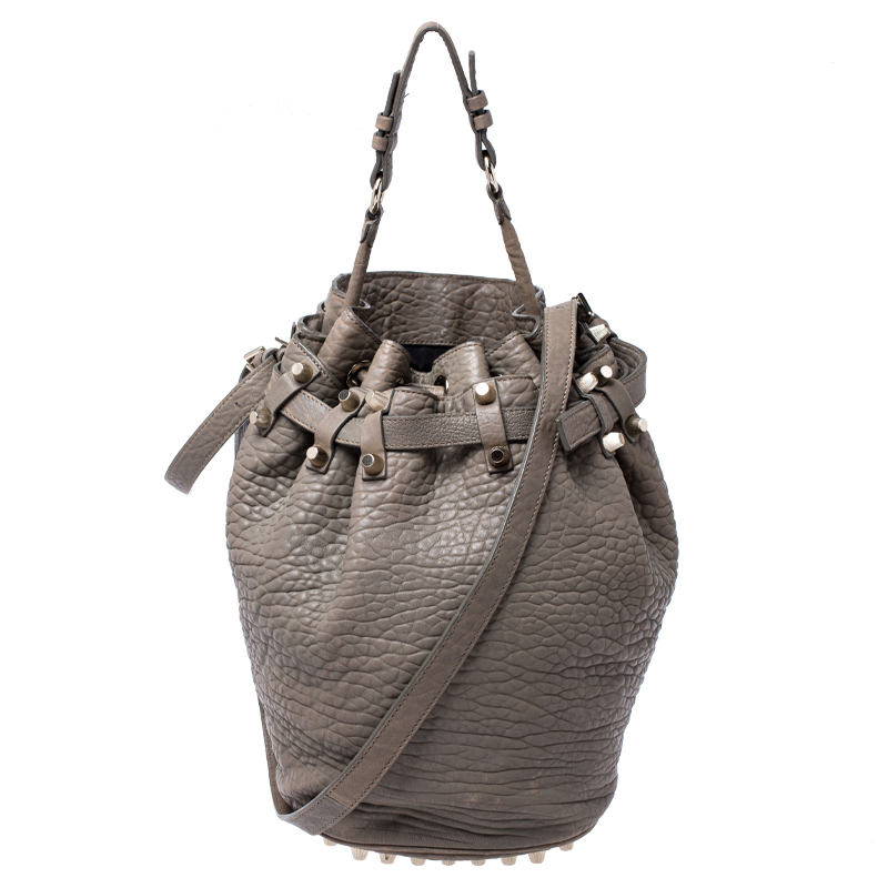 Alexander Wang Taupe Textured Leather Diego Bucket Bag, Handbags - Luxury Closet catalog