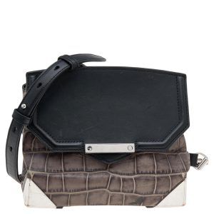 Alexander Wang Grey/Black Croc Embossed Leather Mini Marion Prisma Shoulder Bag, Shoulder Bags - Luxury Closet catalog