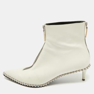 Alexander Wang White Leather Eri Studded Ankle Length Boots Size 41, Boots - Luxury Closet catalog