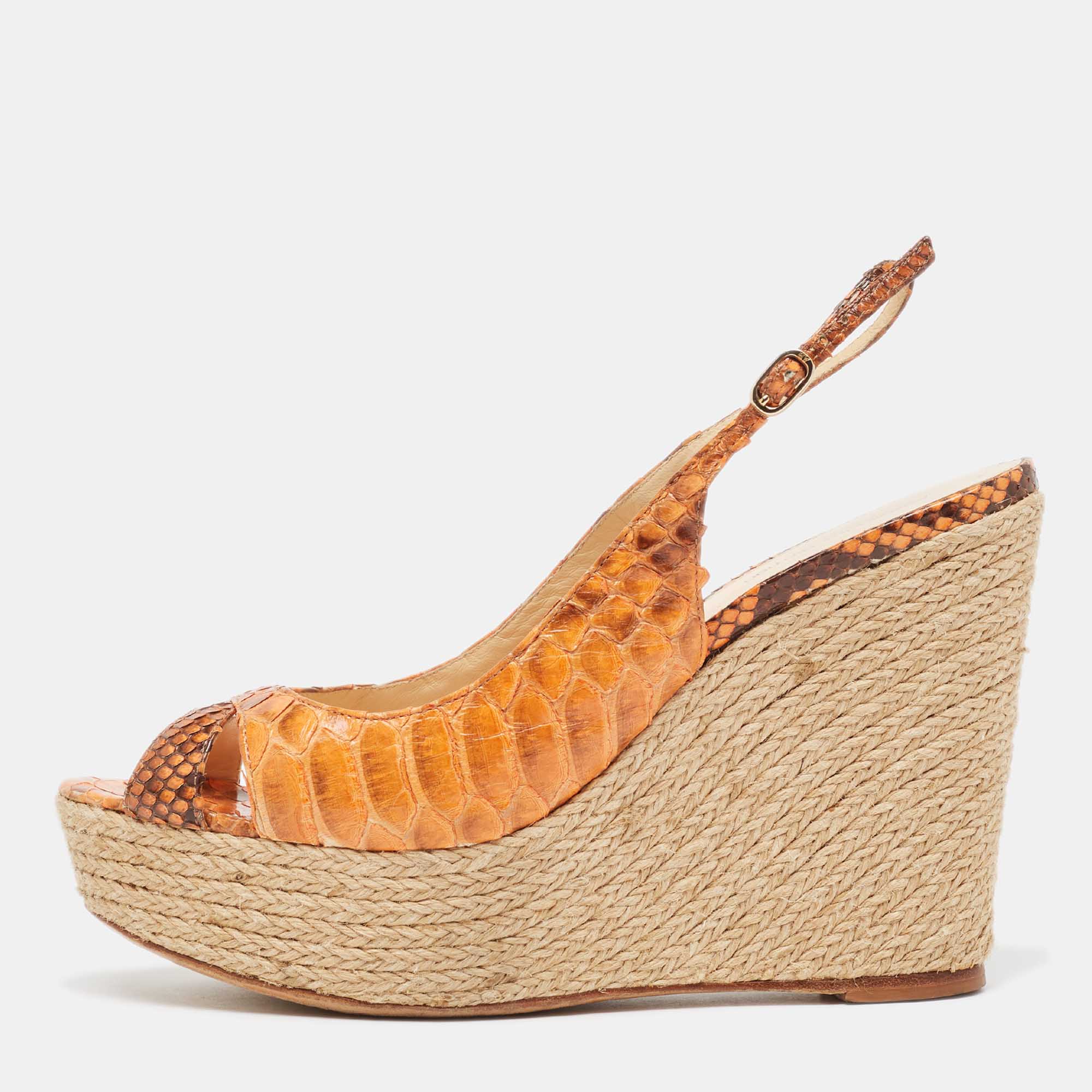Alexandre Birman Orange Python Espadrille Slingback Sandals Size 39.5, Sandals - Luxury Closet catalog