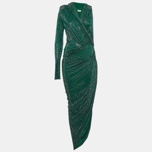 Alexandre Vauthier Green Crystallized Jersey Asymmetric Hooded Dress M, Dresses - Luxury Closet catalog