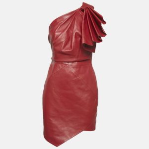 Alexandre Vauthier Red Lambskin Leather Mini Dress S, Dresses - Luxury Closet catalog