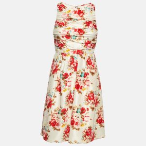Alice + Olivia White Floral Print Crepe Pleated Sleeveless Mini Dress S, Dresses - Luxury Closet catalog