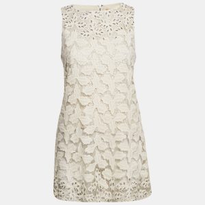 Alice + Olivia White Studded Lurex Lace Sleeveless Mini Dress M, Dresses - Luxury Closet catalog