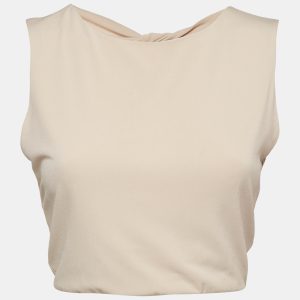 Alice + Olivia Air Beige Stretch Crepe Back Open Crop Top M, Shirts & Tops - Luxury Closet catalog