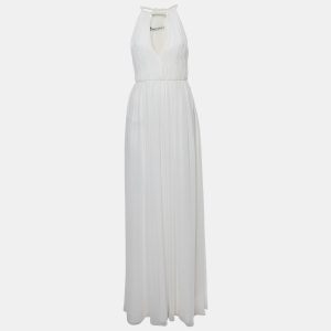 Alice + Olivia Off White Plisse Chiffon Naomi Maxi Dress S, Dresses - Luxury Closet catalog