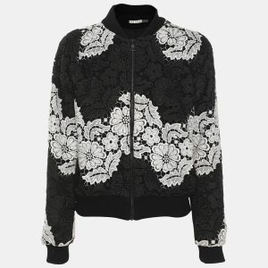 Alice + Olivia Black/White Floral Lace Bomber Jacket XS, Coats & Jackets - Luxury Closet catalog