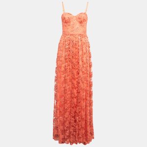 Alice + Olivia Orange Tyler Bustier Tulle Lace Corset Maxi Dress M, Dresses - Luxury Closet catalog