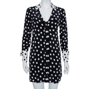 Alice + Olivia Black Polka Dot Crepe Shirt Dress S, Dresses - Luxury Closet catalog