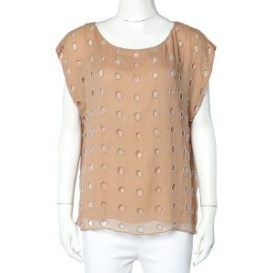 Alice + Olivia Beige Silk Bead Embellished Sleeveless Top L, Shirts & Tops - Luxury Closet catalog