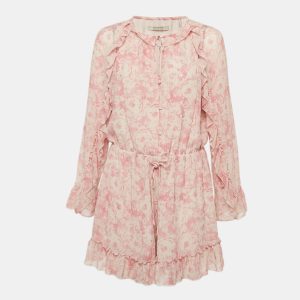 All Saints Pink Printed Crepe Ruffled Flora Rosa Playsuit M, Suits - Luxury Closet catalog