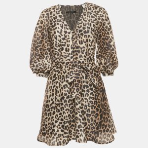 All Saints Brown Leopard Print Linen Ilora Mini Dress S, Dresses - Luxury Closet catalog