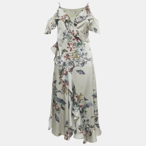 All Saints Sage Green Printed Satin Orion Sanibel Midi Dress M, Dresses - Luxury Closet catalog