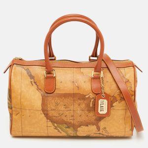 Alviero Martini 1A Classe Tan Geo Classic Print Coated Canvas and Leather Boston Bag, Satchels - Luxury Closet catalog