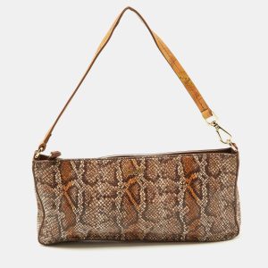 Alviero Martini 1A Classe Brown Python Embossed and Leather Zip Baguette Bag, Handbags - Luxury Closet catalog
