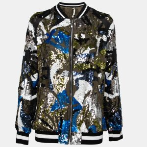 Amen Multicolor Sequin Embellished Satin Bomber Jacket M, Coats & Jackets - Luxury Closet catalog