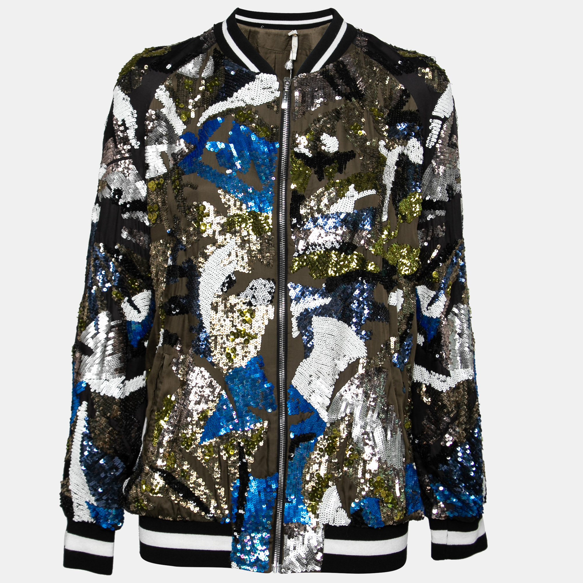 Amen Multicolor Sequin Embellished Satin Bomber Jacket M, Coats & Jackets - Luxury Closet catalog