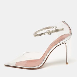 Amina Muaddi Transparent PVC and Leather Ursina Pumps Size 37, Pumps - Luxury Closet