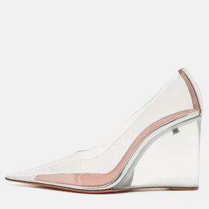 Amina Muaddi Transparent PVC Ane Wedge Pumps Size 37.5, Pumps - Luxury Closet