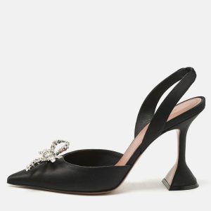 Amina Muaddi Black Satin Rosie Slingback Pumps Size 37, Pumps - Luxury Closet catalog
