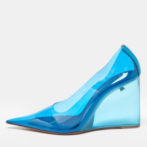 Amina Muaddi Blue PVC Ane Wedge Pumps Size 38, Pumps - Luxury Closet catalog