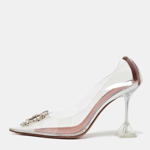 Amina Muaddi Transparent/Silver PVC and Leather Begum Pumps Size 40, Pumps - Luxury Closet catalog