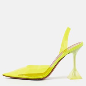 Amina Muaddi Neon Yellow PVC Holli Glass Slingback Pumps Size 37, Pumps - Luxury Closet catalog