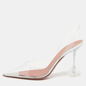 Amina Muaddi Transparent PVC Holli Glass Pointed Toe Slingback Pumps Size 39.5, Pumps - Luxury Closet catalog