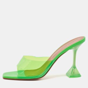 Amina Muaddi Green Leather and PVC Lupita Slide Sandals Size 41, Sandals - Luxury Closet catalog