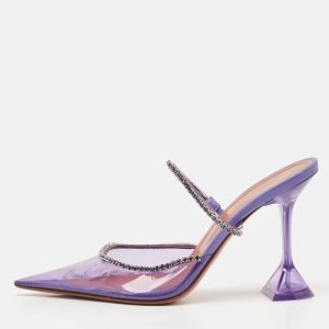 Amina Muaddi Transparent PVC Glida Crystal  Glass Mules Size 40, Sandals - Luxury Closet catalog
