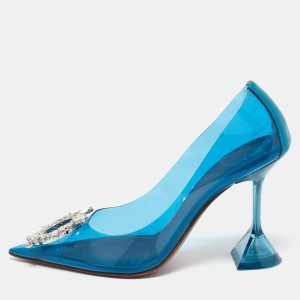 Amina Muaddi Blue PVC and Leather Begum Pumps Size 37, Pumps - Luxury Closet catalog