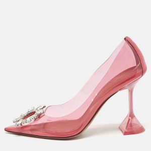 Amina Muaddi Pink PVC Begum Crystal Embellished Pointed Toe Pumps Size 37, Pumps - Luxury Closet catalog