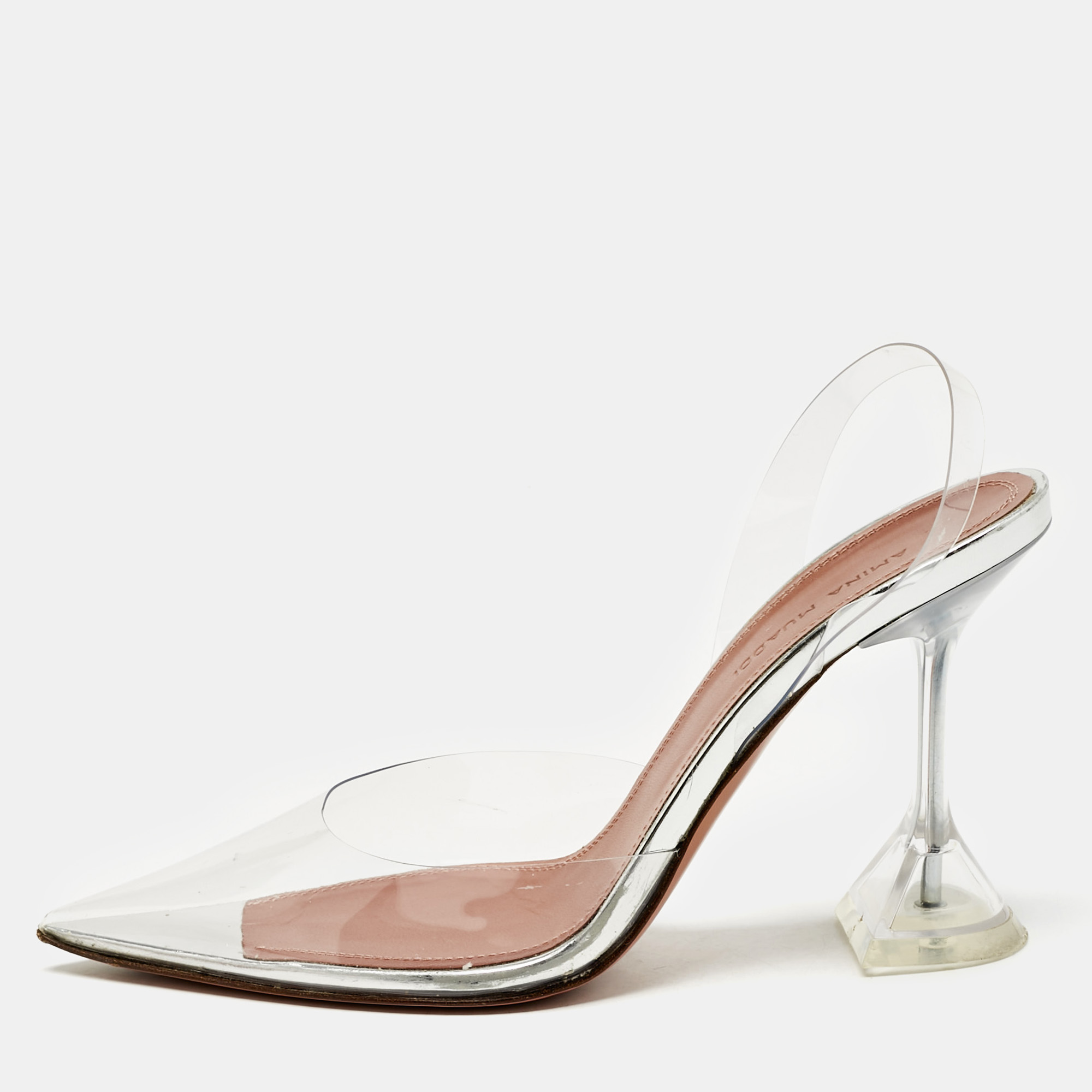 Amina Muaddi Transparent PVC Holli Glass Slingback Pumps Size 35.5, Pumps - Luxury Closet catalog