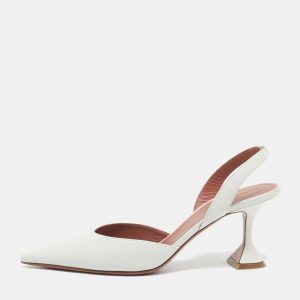 Amina Muaddi White Leather Rosie Slingback Pumps Size 41, Pumps - Luxury Closet catalog