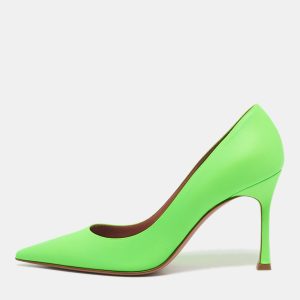 Amina Muaddi Neon Green Leather Sharon Pumps Size 37, Pumps - Luxury Closet catalog