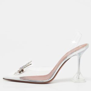 Amina Muaddi Transparent PVC Begum Crystal Embellished Pointed Toe Pumps Size 39, Pumps - Luxury Closet catalog