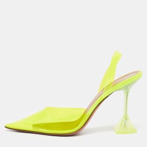 Amina Muaddi Neon Yellow PVC Holli Glass Slingback Pumps Size 38, Pumps - Luxury Closet catalog