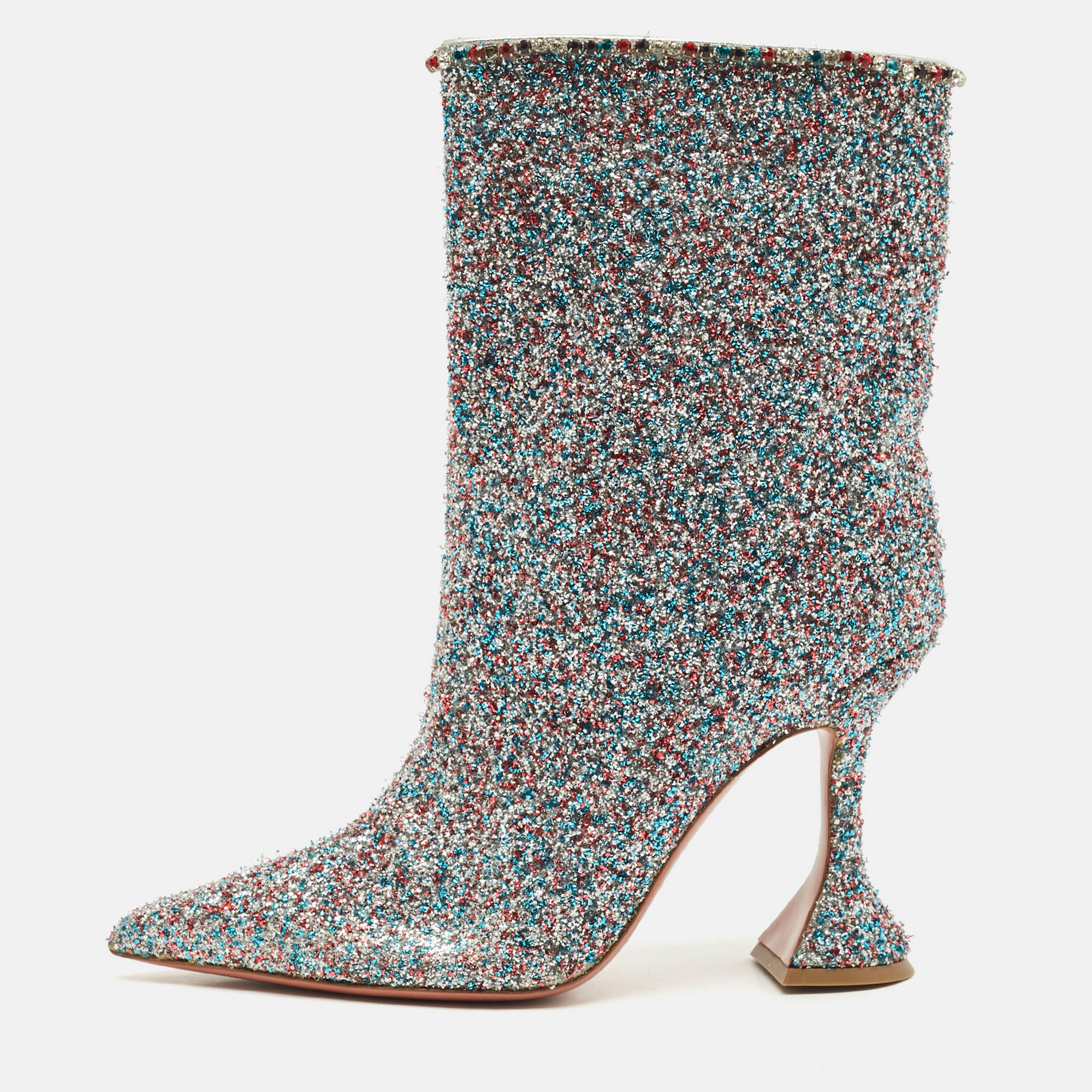 Amina Muaddi Multicolor Fabric and Glitter MIA MARTINI Ankle Length Boots Size 35, Boots - Luxury Closet catalog